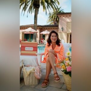 Anthropologie Ella Tunic Dress in Peach, as seen on Jillian Harris